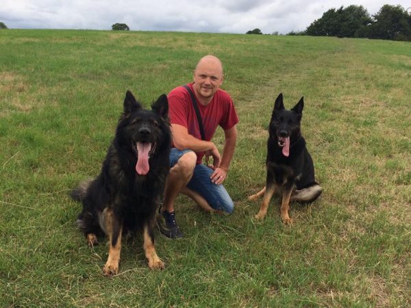 David out with our GSDs Breguet and Ola 